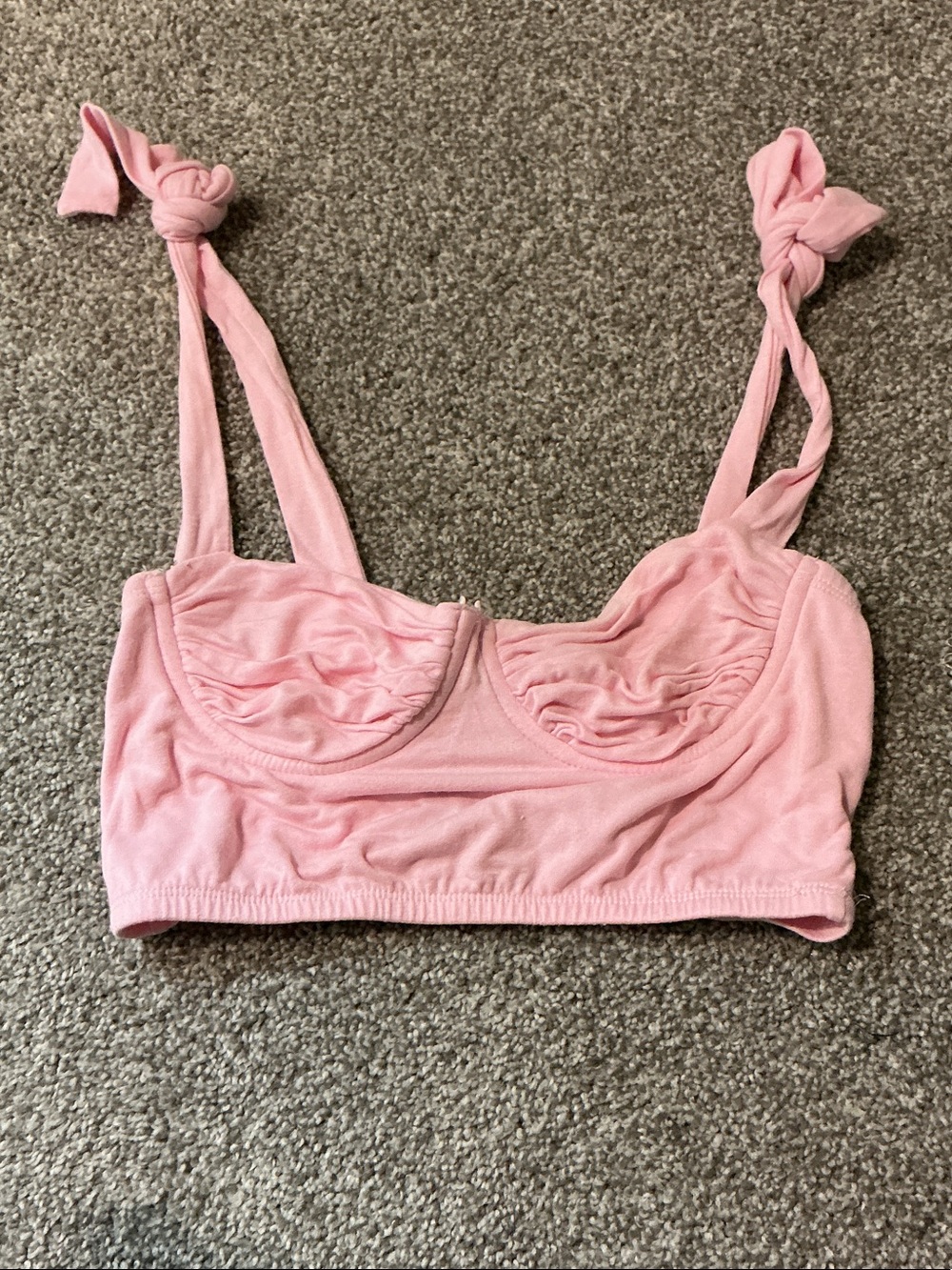 Adika Pink Tie-Knot Ruched Bralette